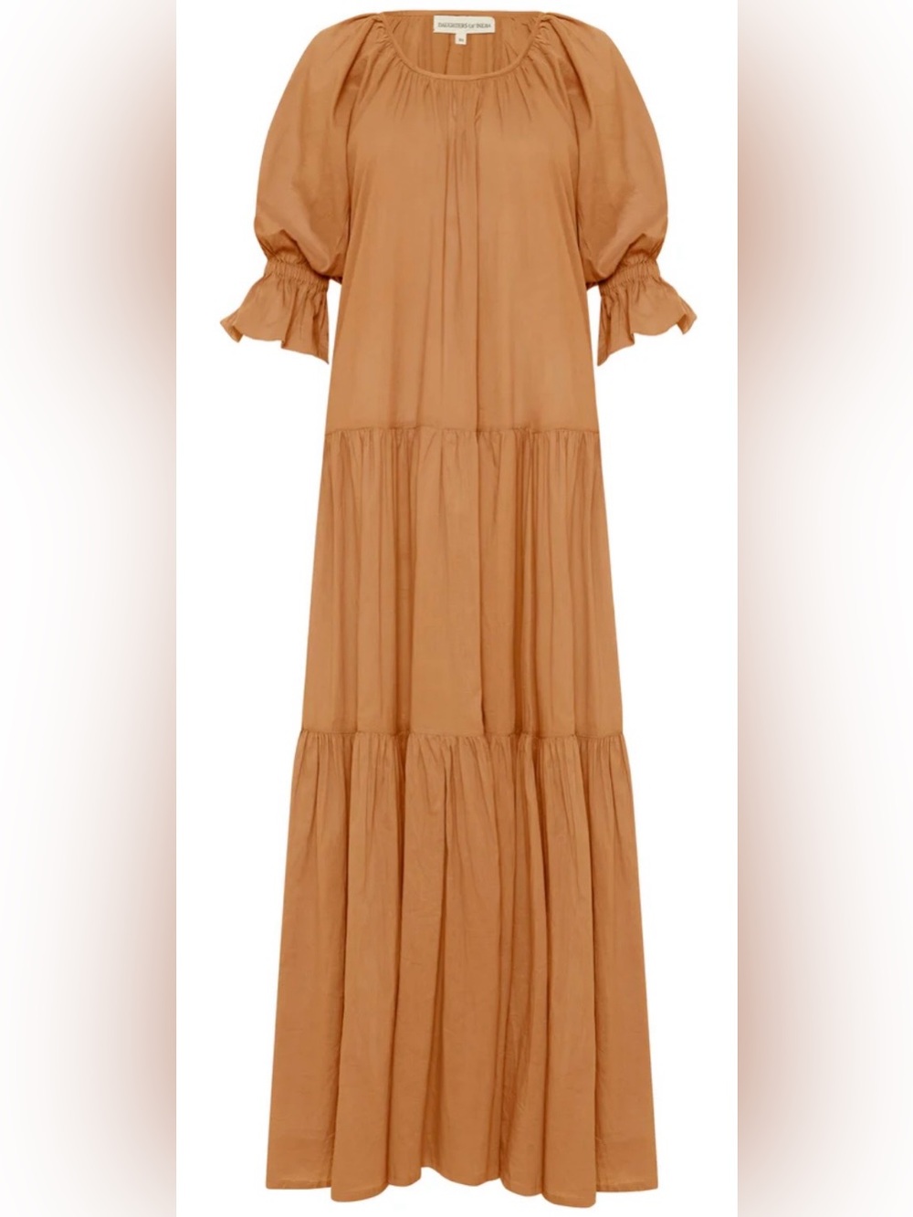 Daughters of India Desert Tan Tiered Cotton Dress Size Large